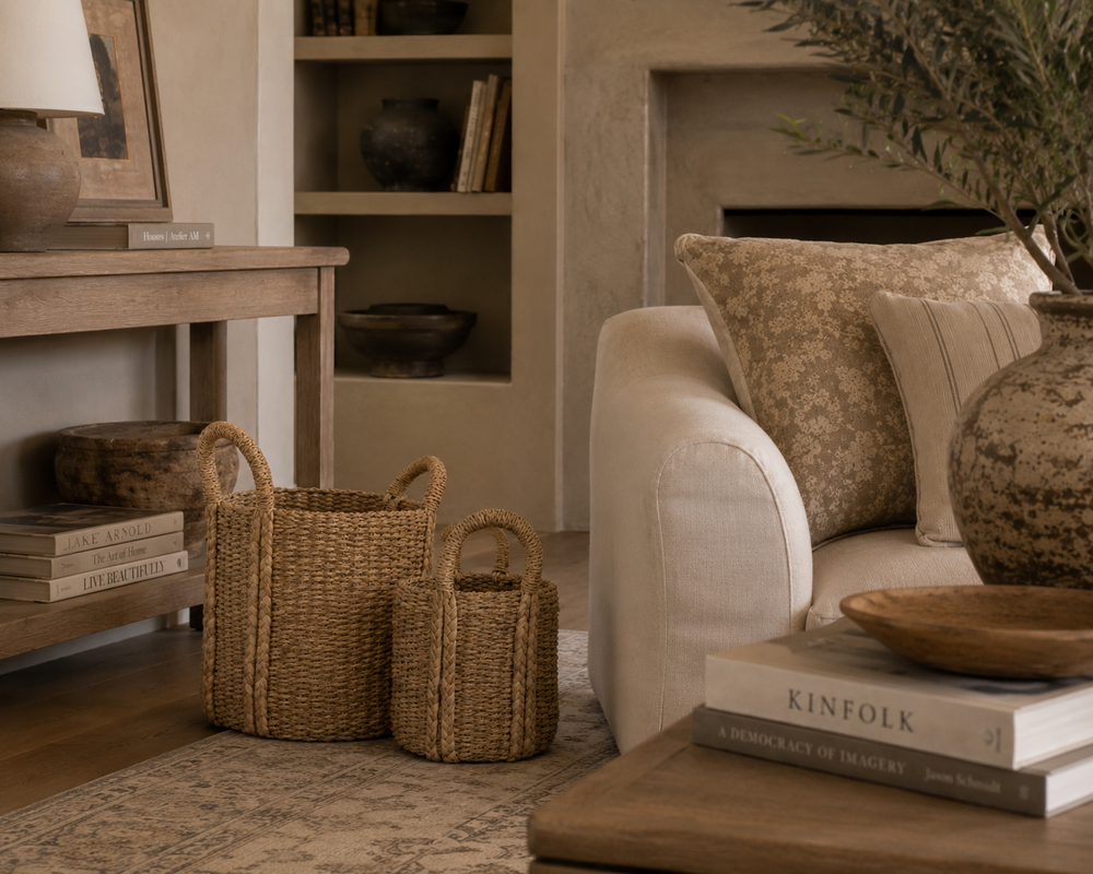 Natural Seagrass Storage Basket with Handles