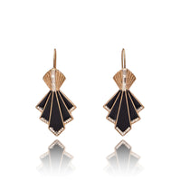 Art Deco Fan 1920 Earrings: Black Drop Crystal Earrings - Pretty Kitty Fashion