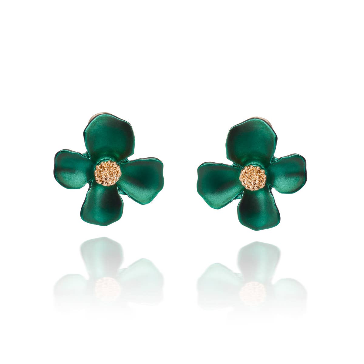 1950s Forest Green Flower Lucite Style Earrings