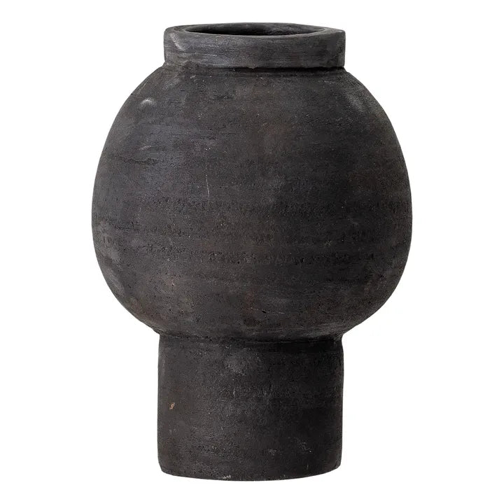 Black Sculptural Terracotta Vase
