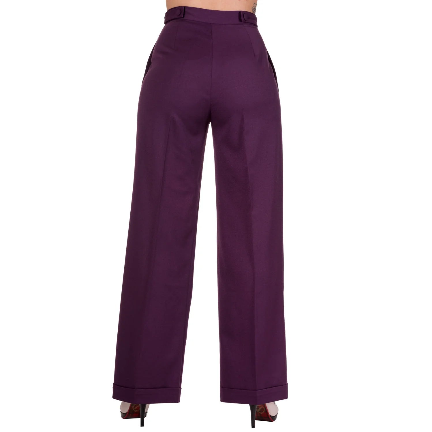 High Waistband Aubergine Flare Trousers