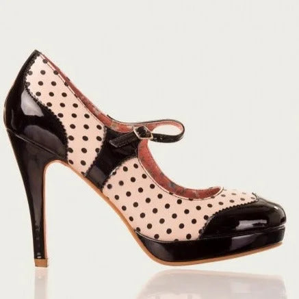 Black Nude Polka Dot Platform Party High Heels