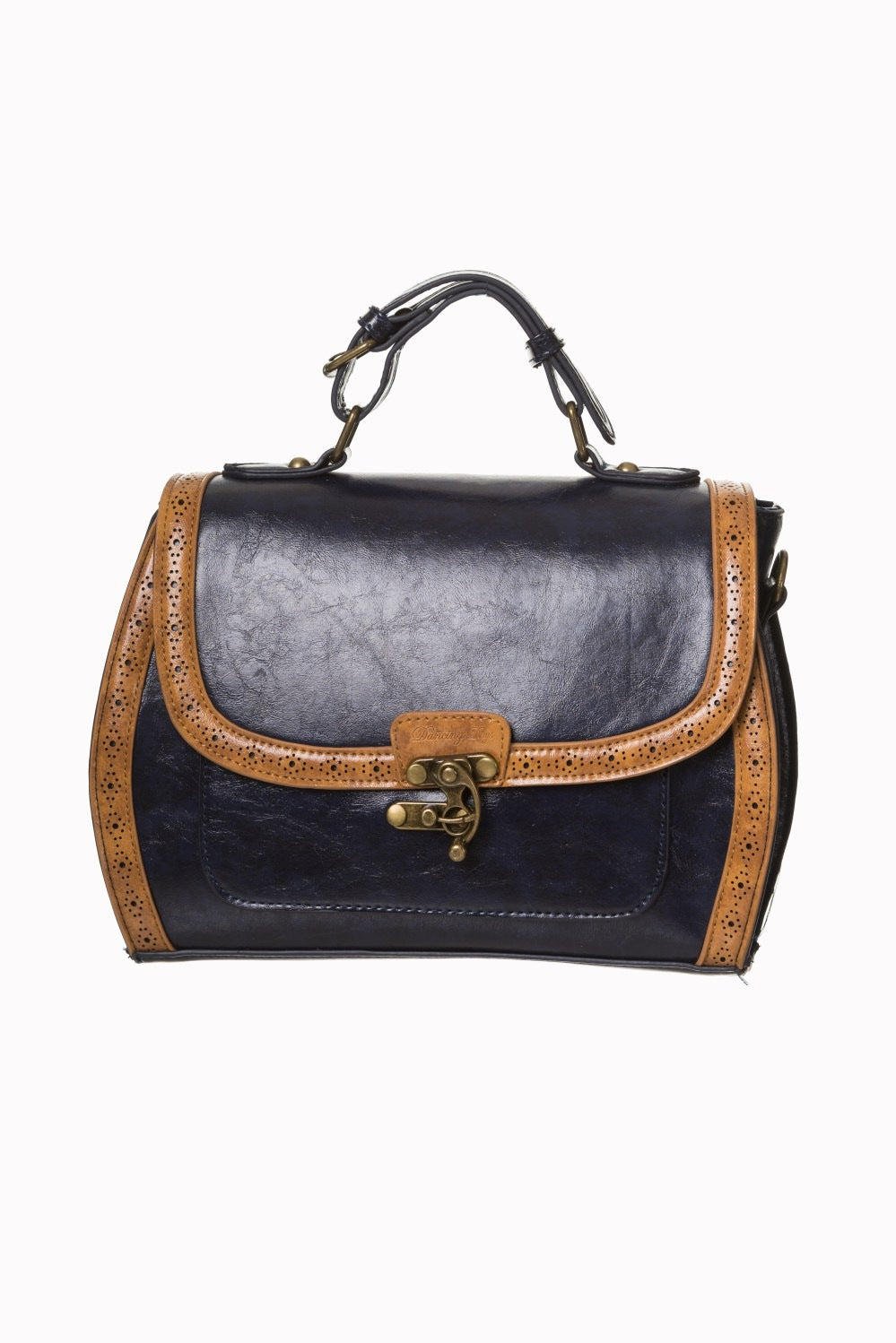 Dark Blue And Tan Vintage Retro Hand Bag