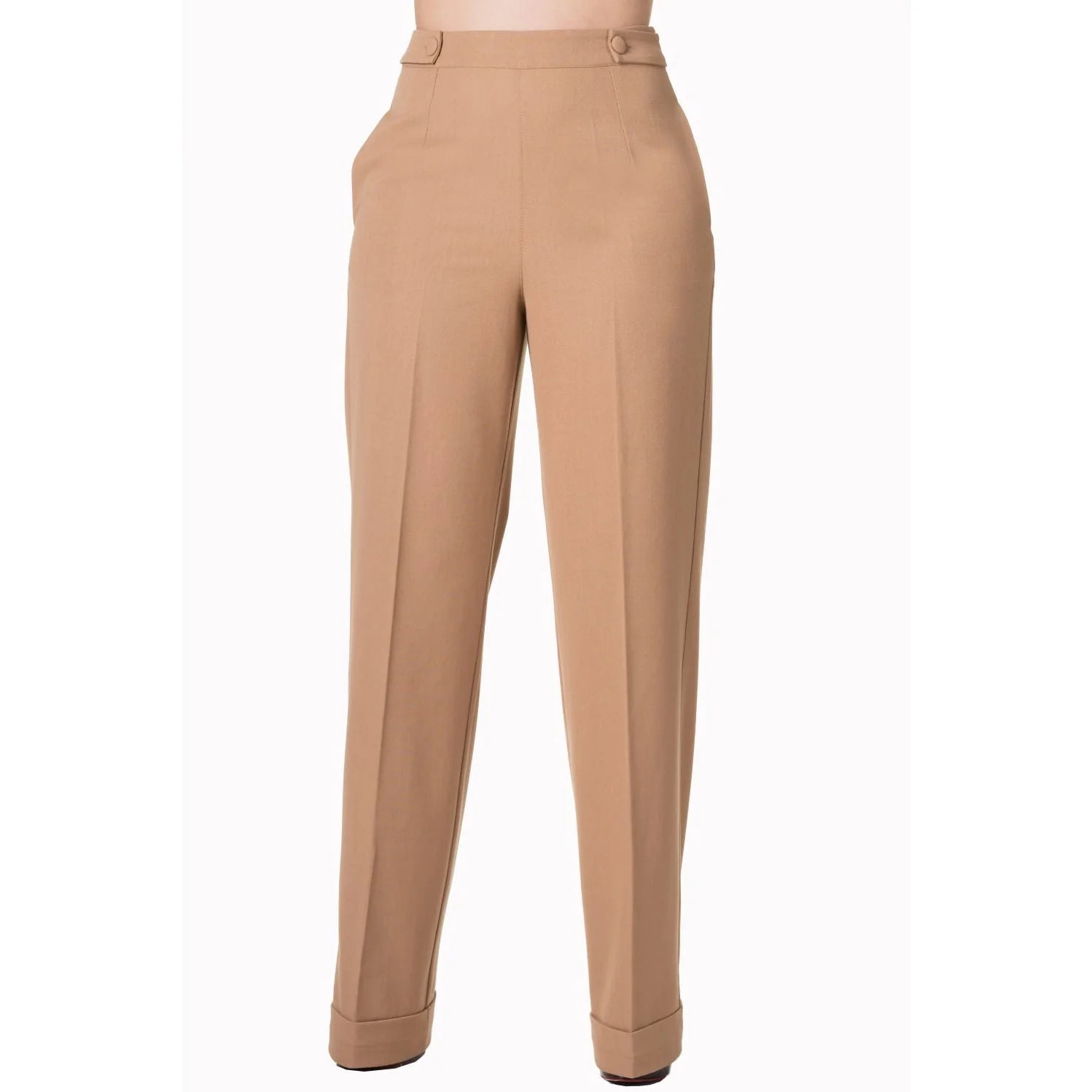 High Waistband Sand Beige Flare Trousers