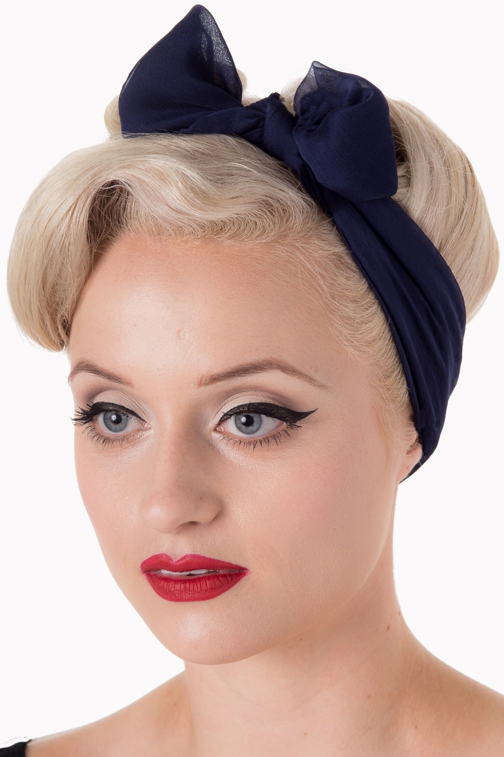 Navy Blue Self Tie Graduation Headscarf