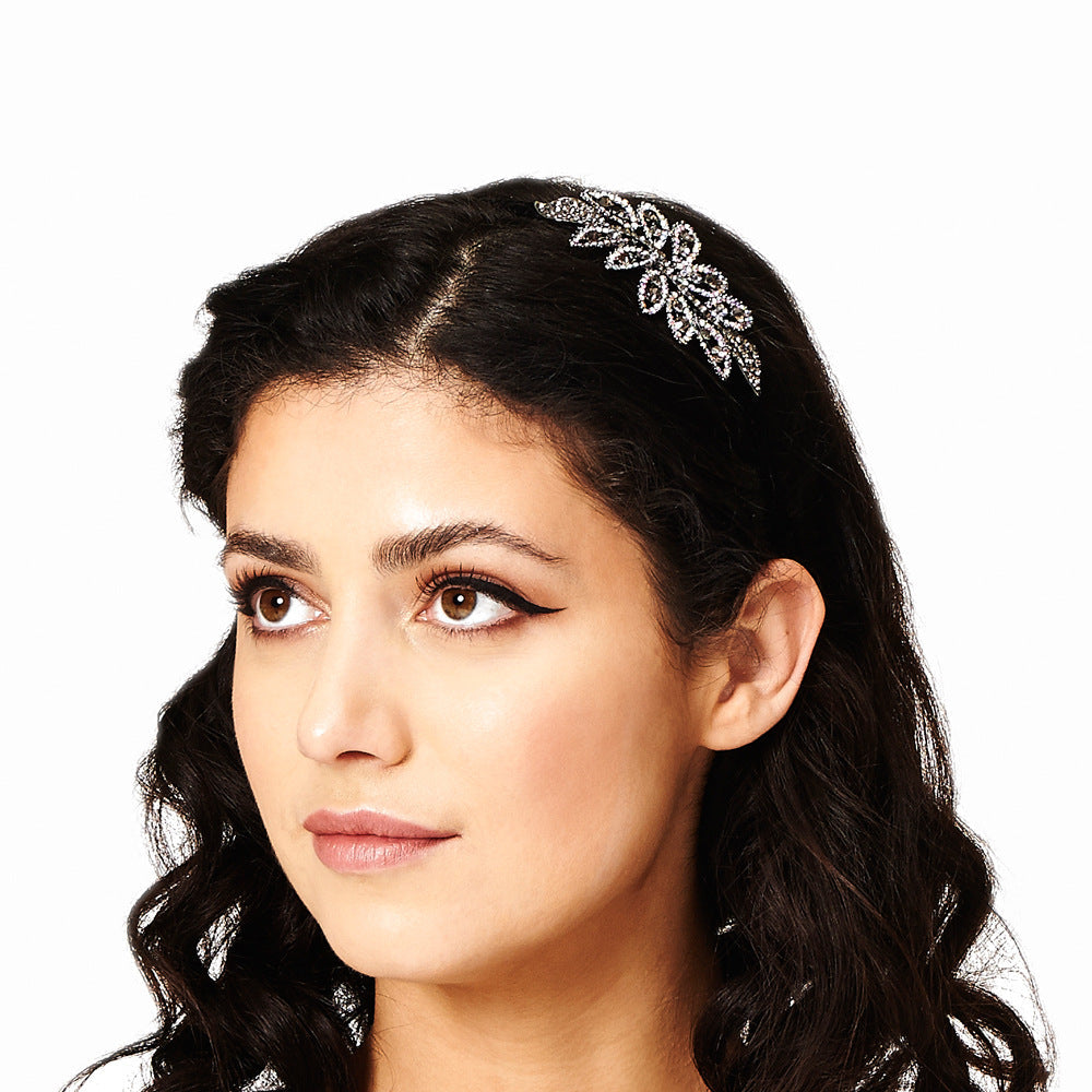 Silver Diamante Black 1920s Inspired Headband