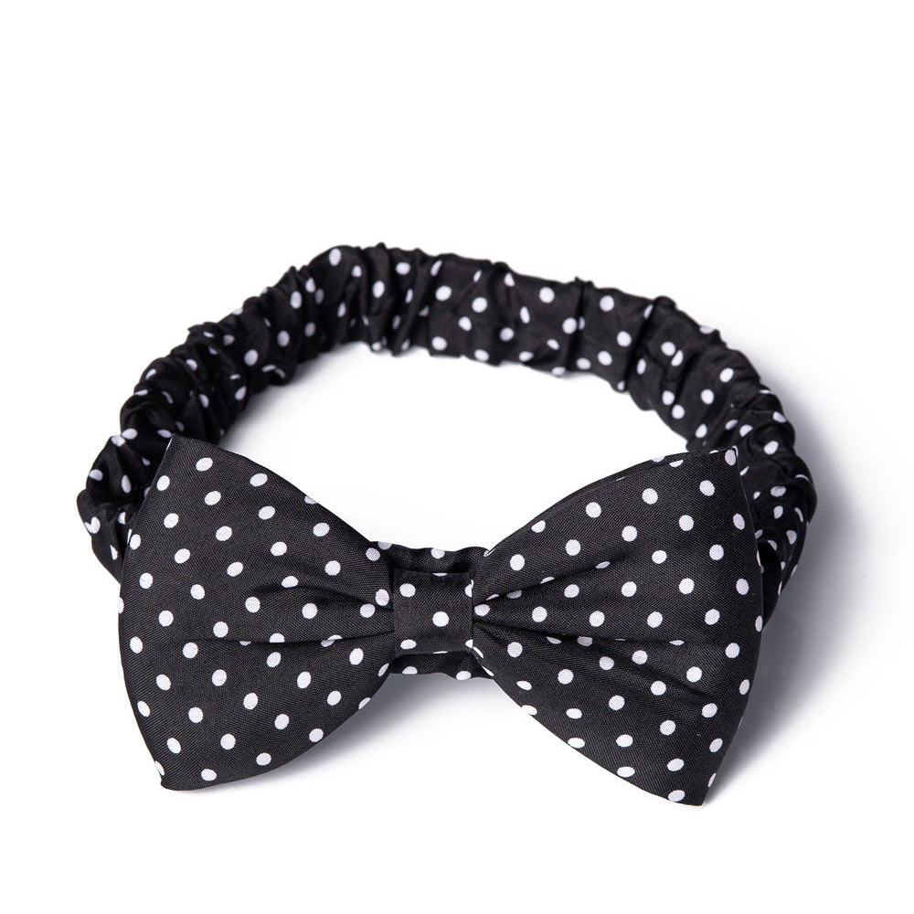 Black And White Polka Dot Elasticated Headband