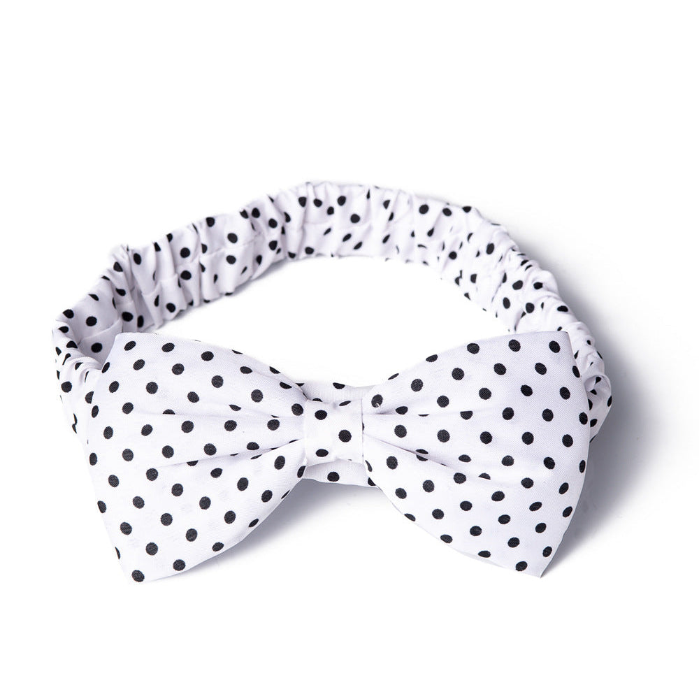 White And Black Polka Dot Elasticated Headband