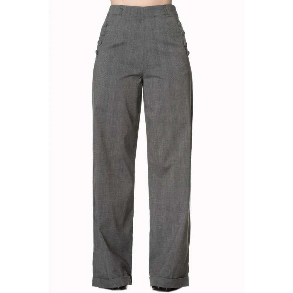 High Waistband Grey Check Trousers