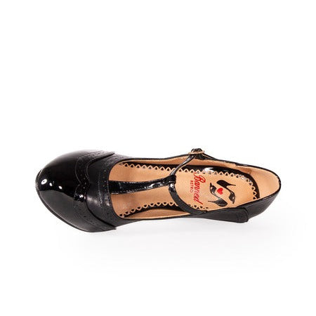 Black Retro Heel T Bar Shoe Heels