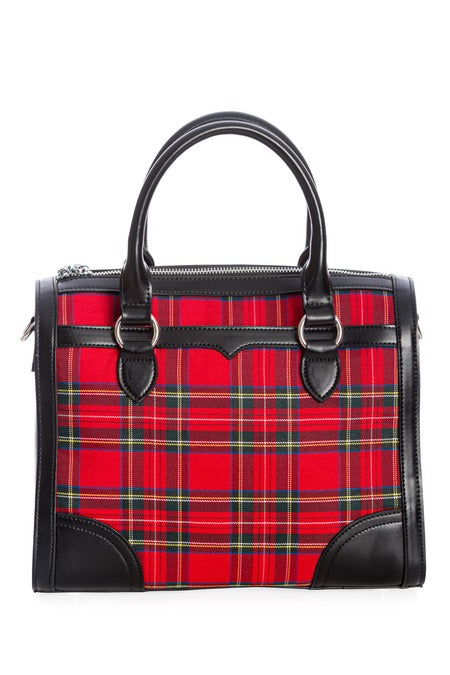 Brown Gingham Check Bowling Bag With Detachable Shoulder Strap (Copy)