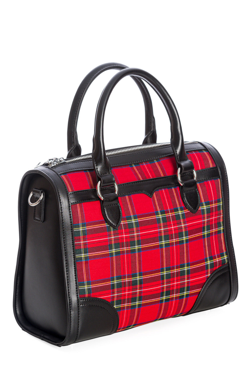 Brown Gingham Check Bowling Bag With Detachable Shoulder Strap (Copy)