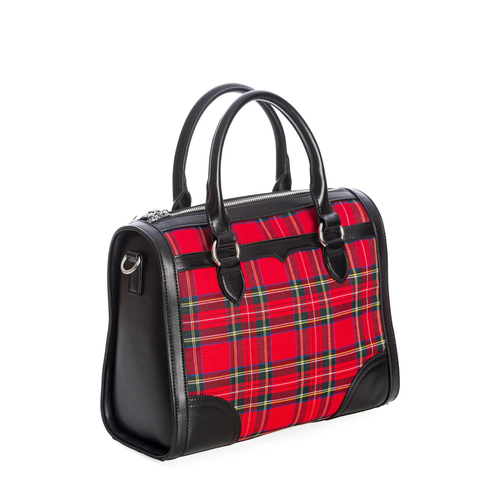 Brown Gingham Check Bowling Bag With Detachable Shoulder Strap (Copy)
