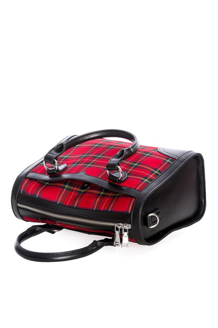Brown Gingham Check Bowling Bag With Detachable Shoulder Strap (Copy)