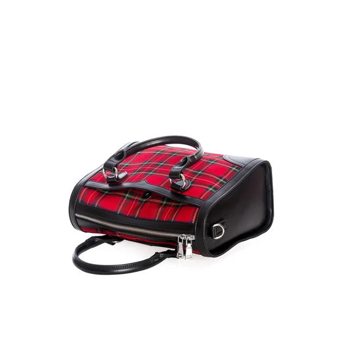 Red Tartan Check Bowling Bag With Detachable Shoulder Strap