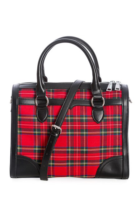 Brown Gingham Check Bowling Bag With Detachable Shoulder Strap (Copy)