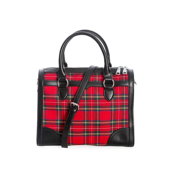 Red Tartan Check Bowling Bag With Detachable Shoulder Strap
