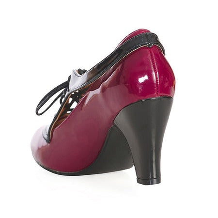 Black And Burgundy Lace Up 1940s Party Heels