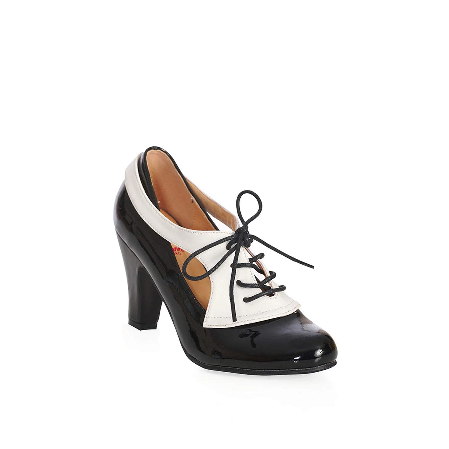 Black And White Lace Up 1940s Party Heels