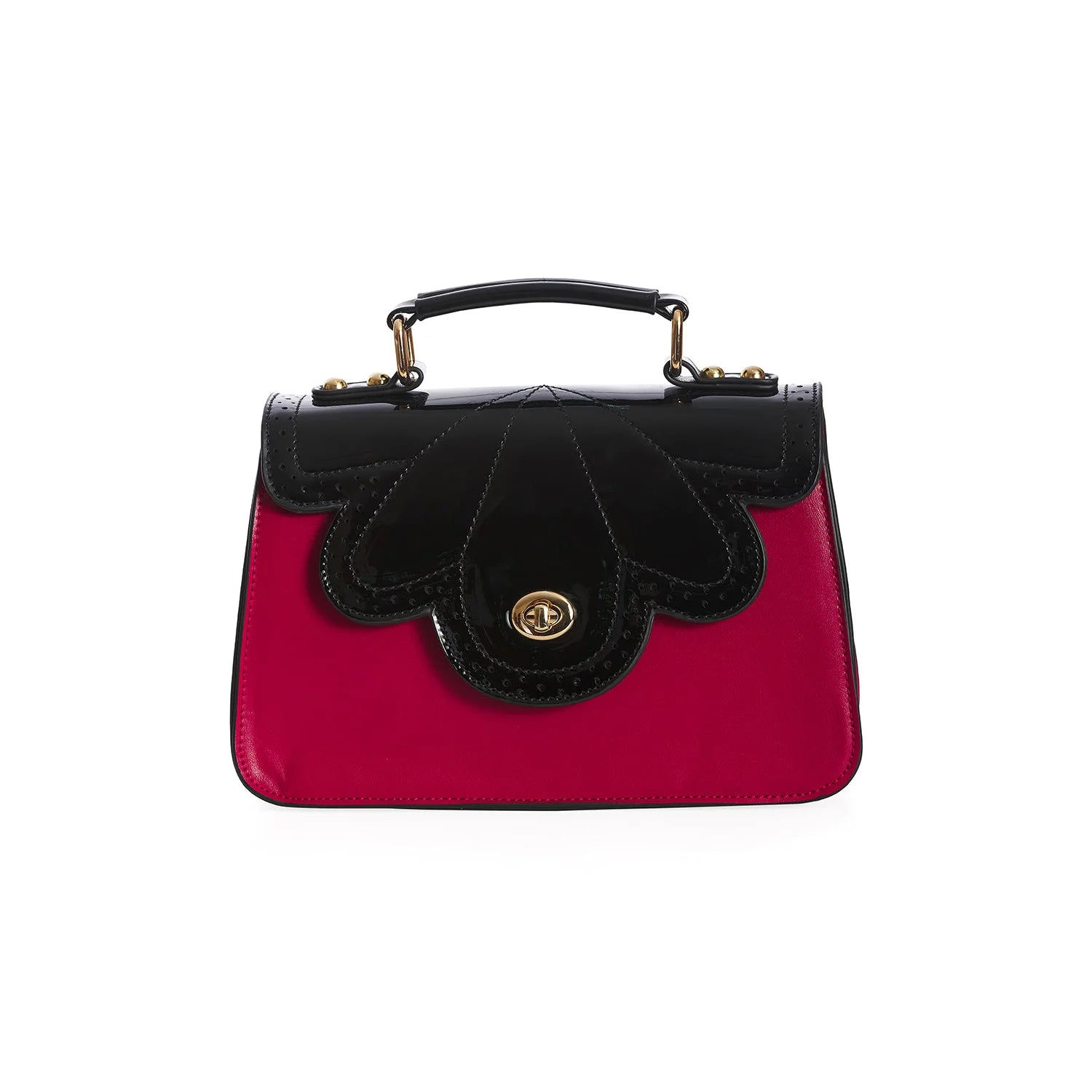 Red And Black Scalloped Handbag
