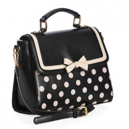 Black Cream Polka Dot Retro Handbag