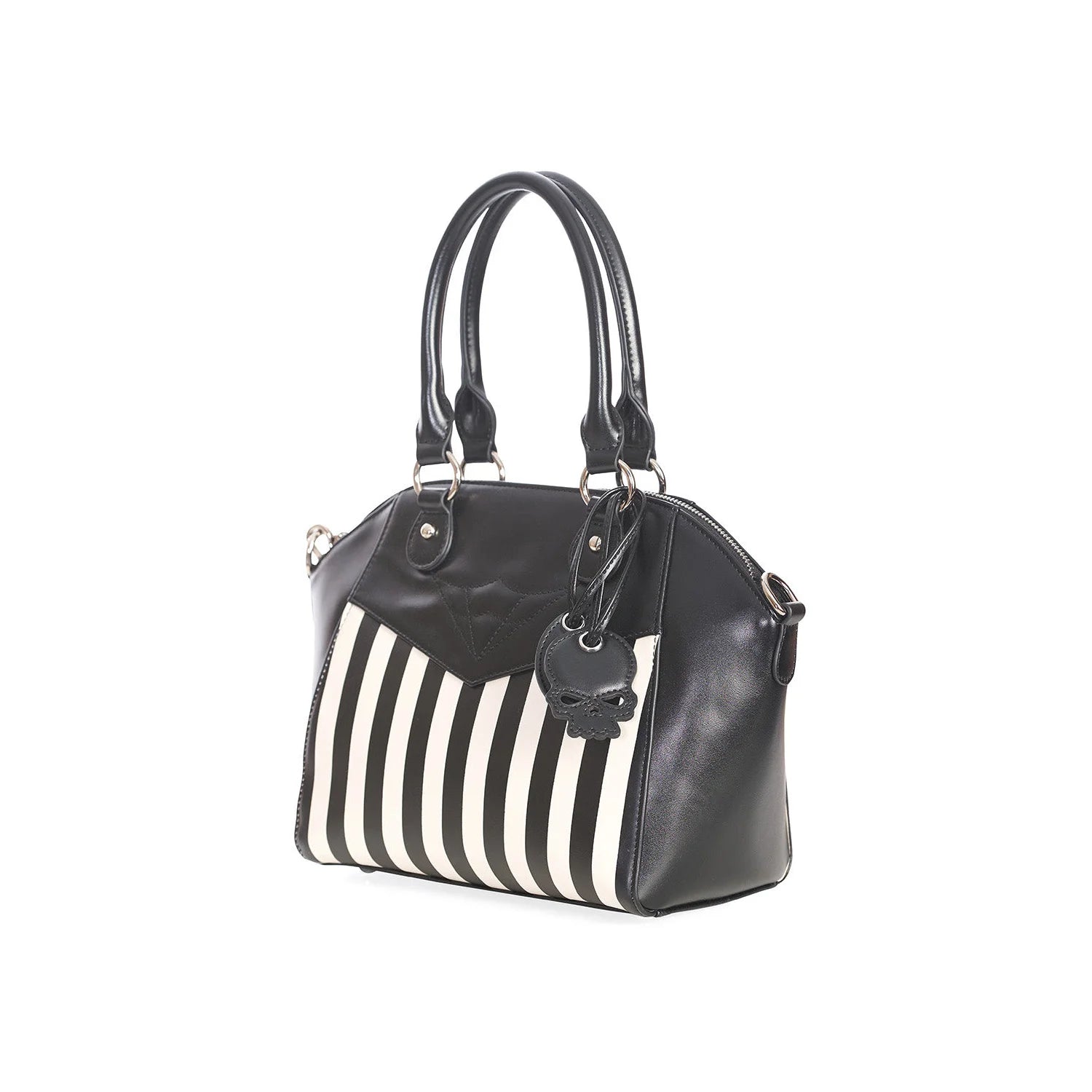 Black White Stripe Charm Handbag