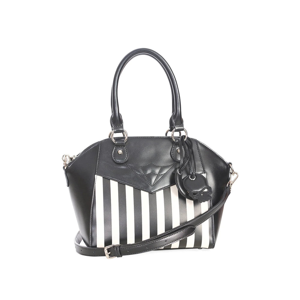 Black White Stripe Charm Handbag