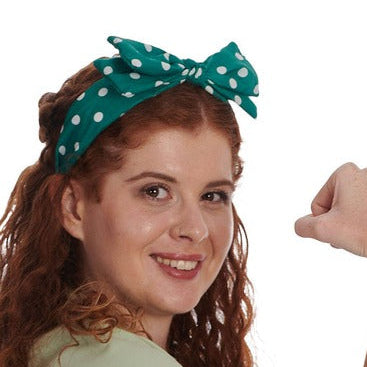 Green And White Polka Dot Double Bow Headband