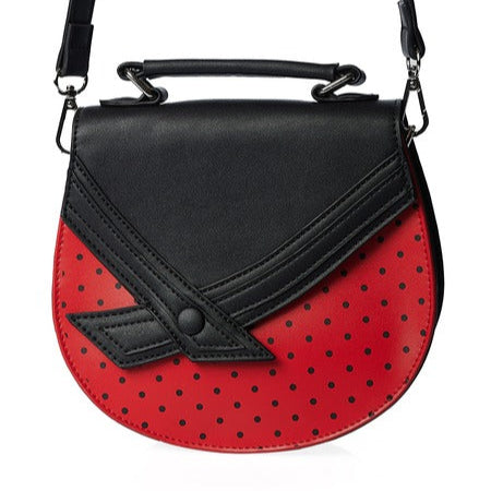 Red Black Polka Dot Unique Handbag With Detachable Shoulder Strap