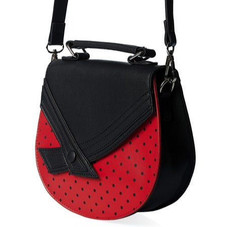 Red Black Polka Dot Unique Handbag With Detachable Shoulder Strap