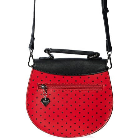 Red Black Polka Dot Unique Handbag With Detachable Shoulder Strap
