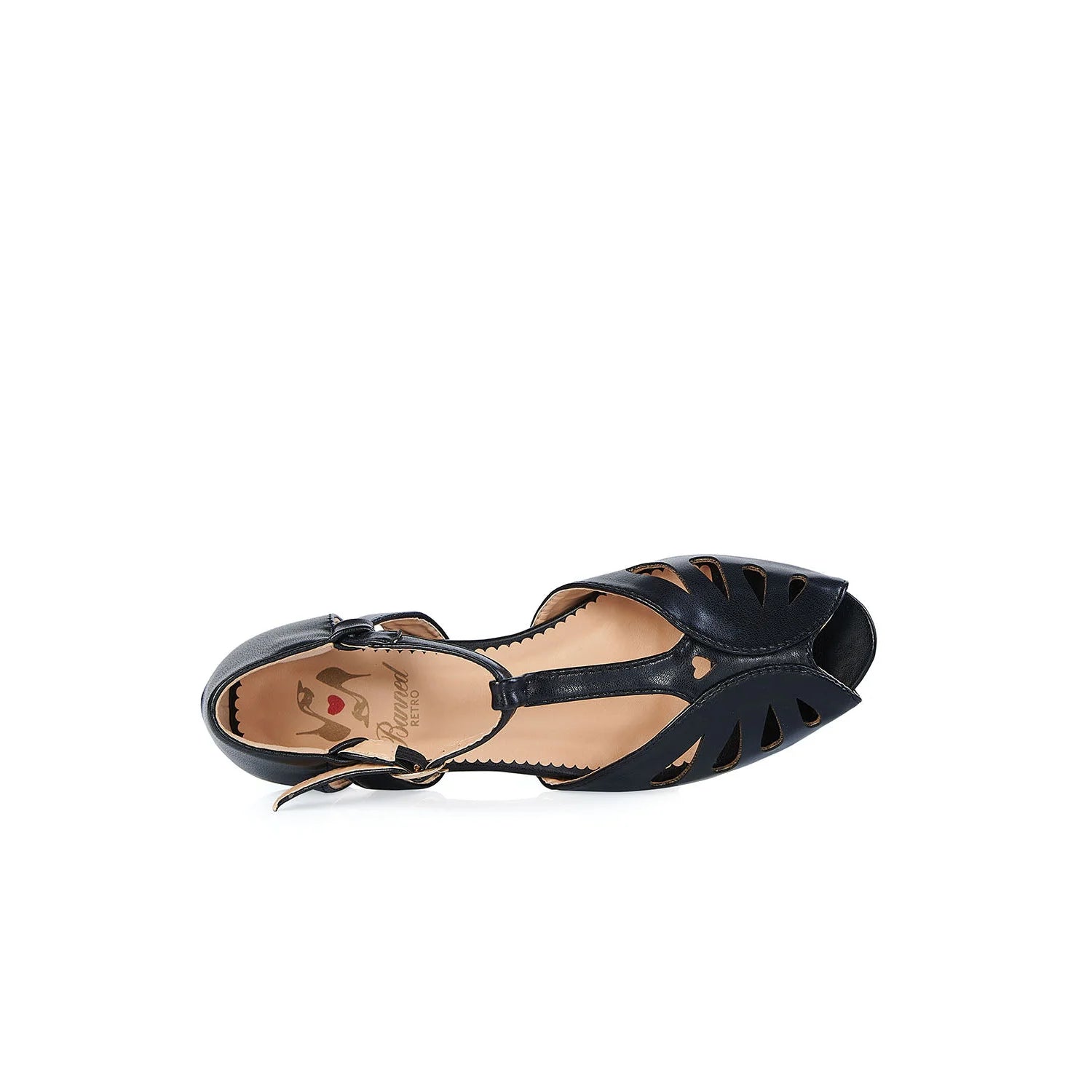 Black Peep Toe Mini Wedge Sandal