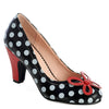 Black and White Polka Dot Heels With Red Applique Flower
