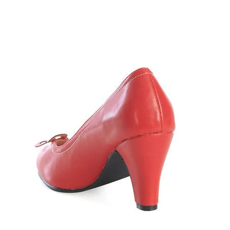 Matt Red Heels With Applique Flower Detail