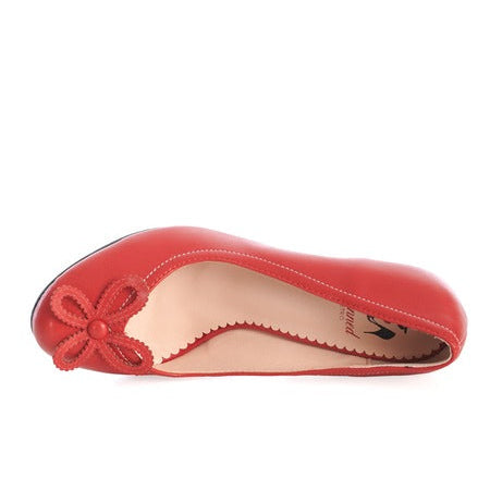 Matt Red Heels With Applique Flower Detail