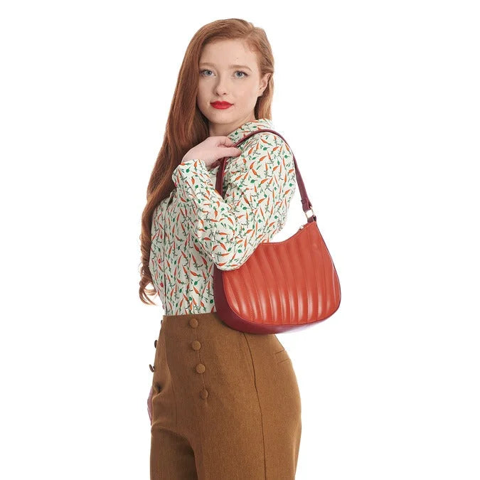 Red Quilted Retro Shoulder Strap Handbag