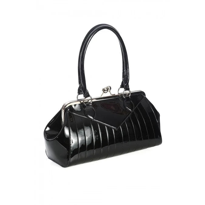 Black Shimmer Lacquer Rockabilly Handbag