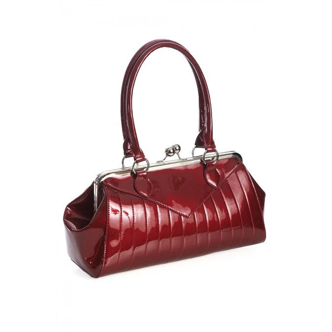 Burgundy Red Shimmer Rockabilly Handbag