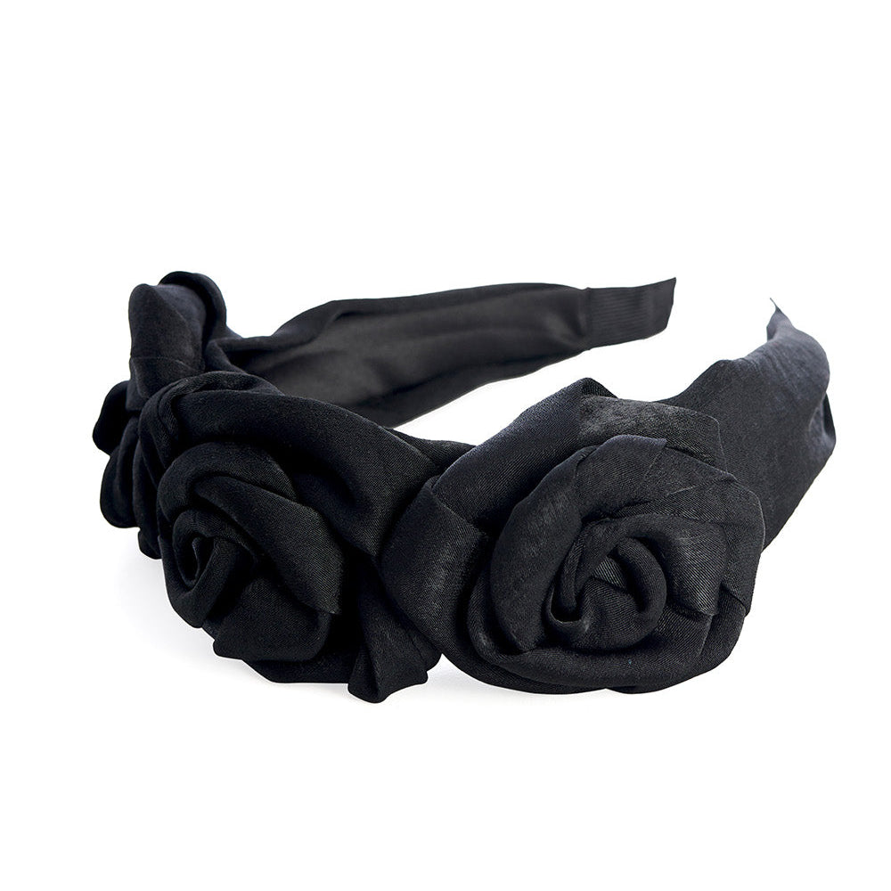 Vintage Black Rose Floral Headband