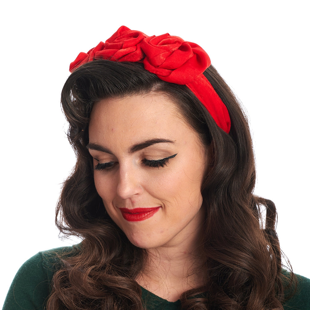 Vintage Red Rose Floral Headband