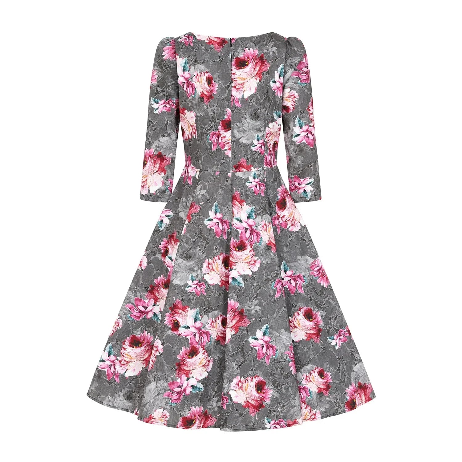 Grey and top pink floral dress