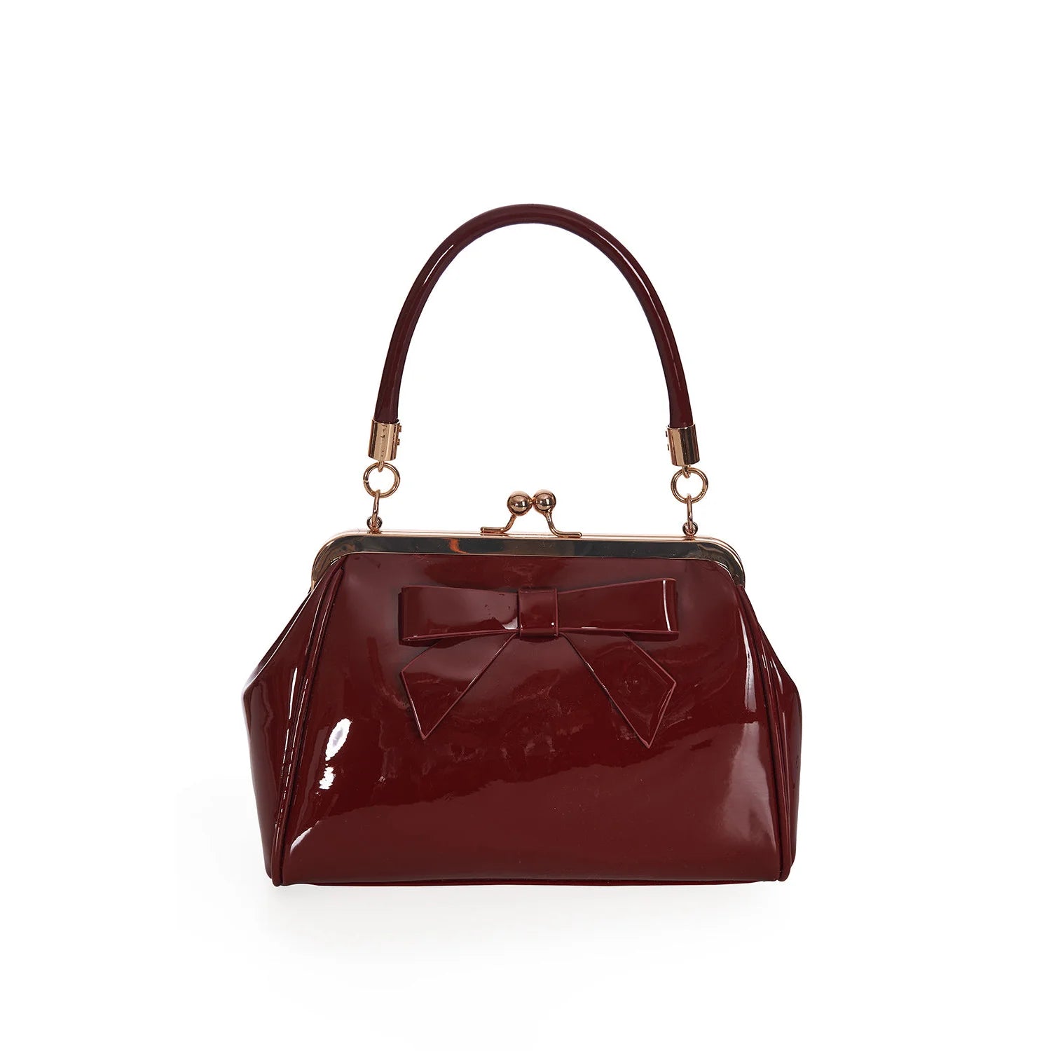 Burgundy Wine Retro Patent Bow Handbag