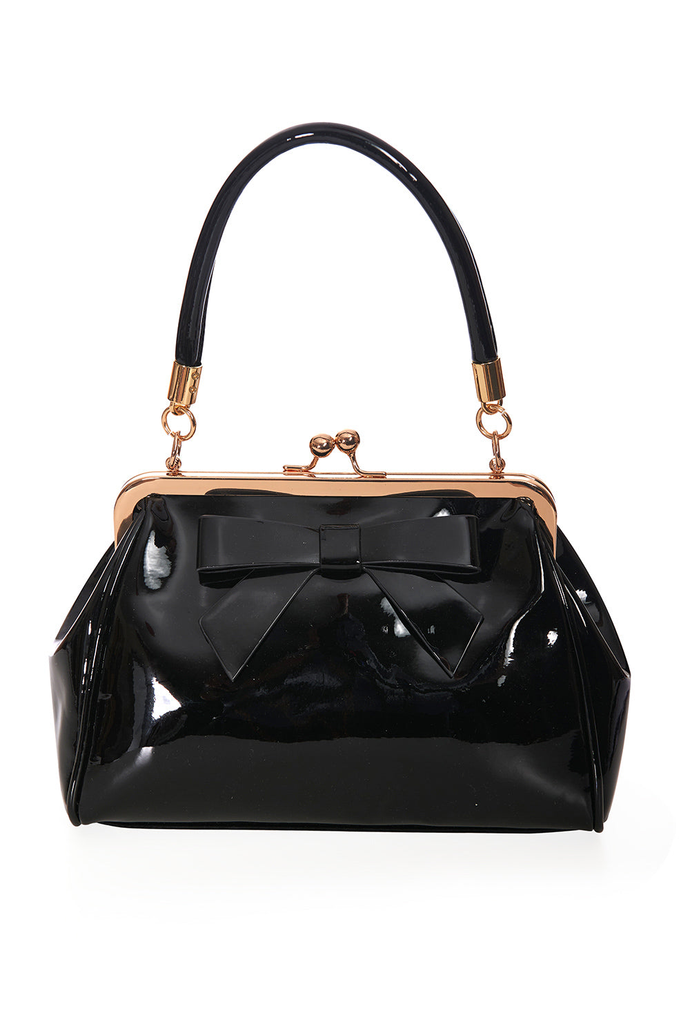 Black Retro Patent Bow Handbag