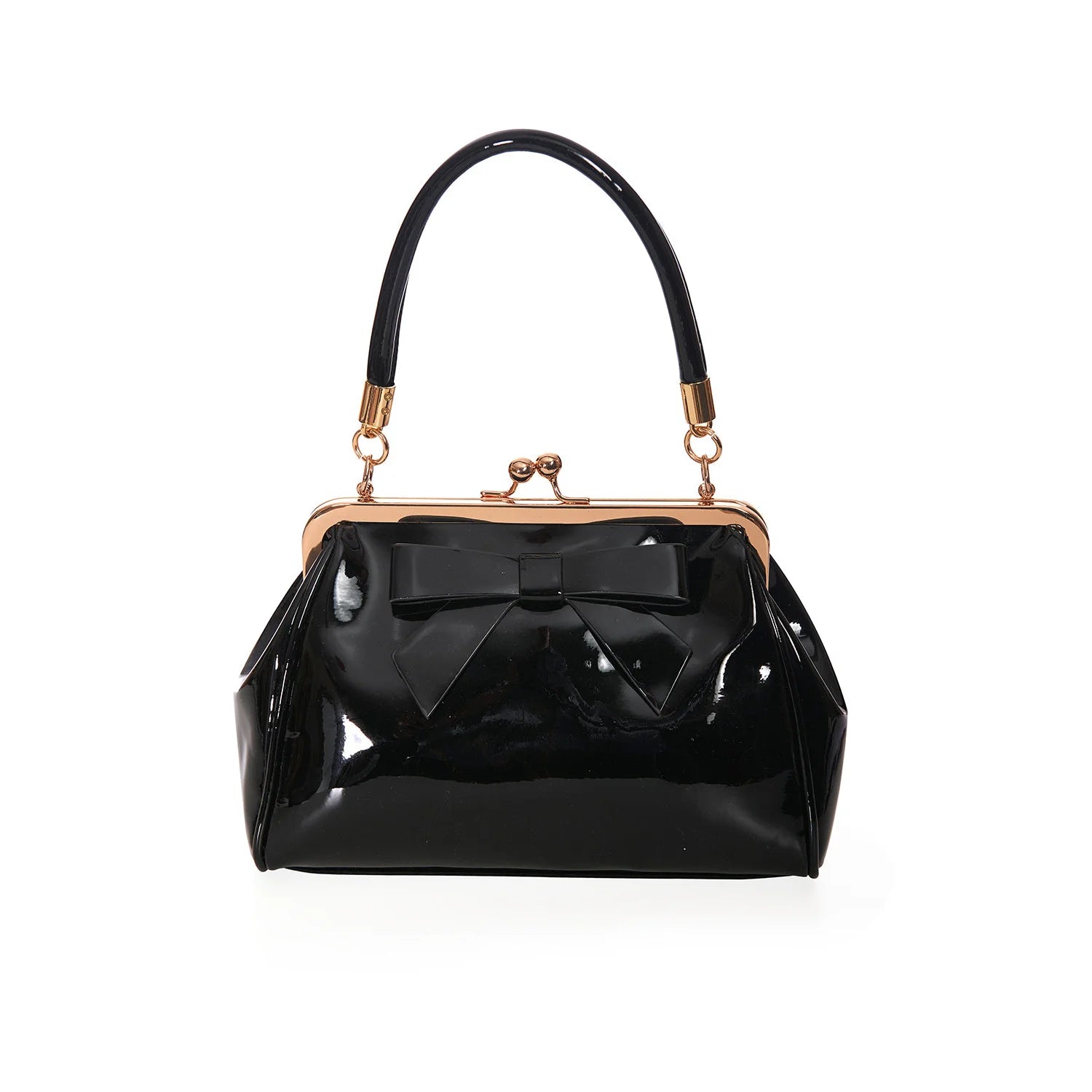 Black Retro Patent Bow Handbag