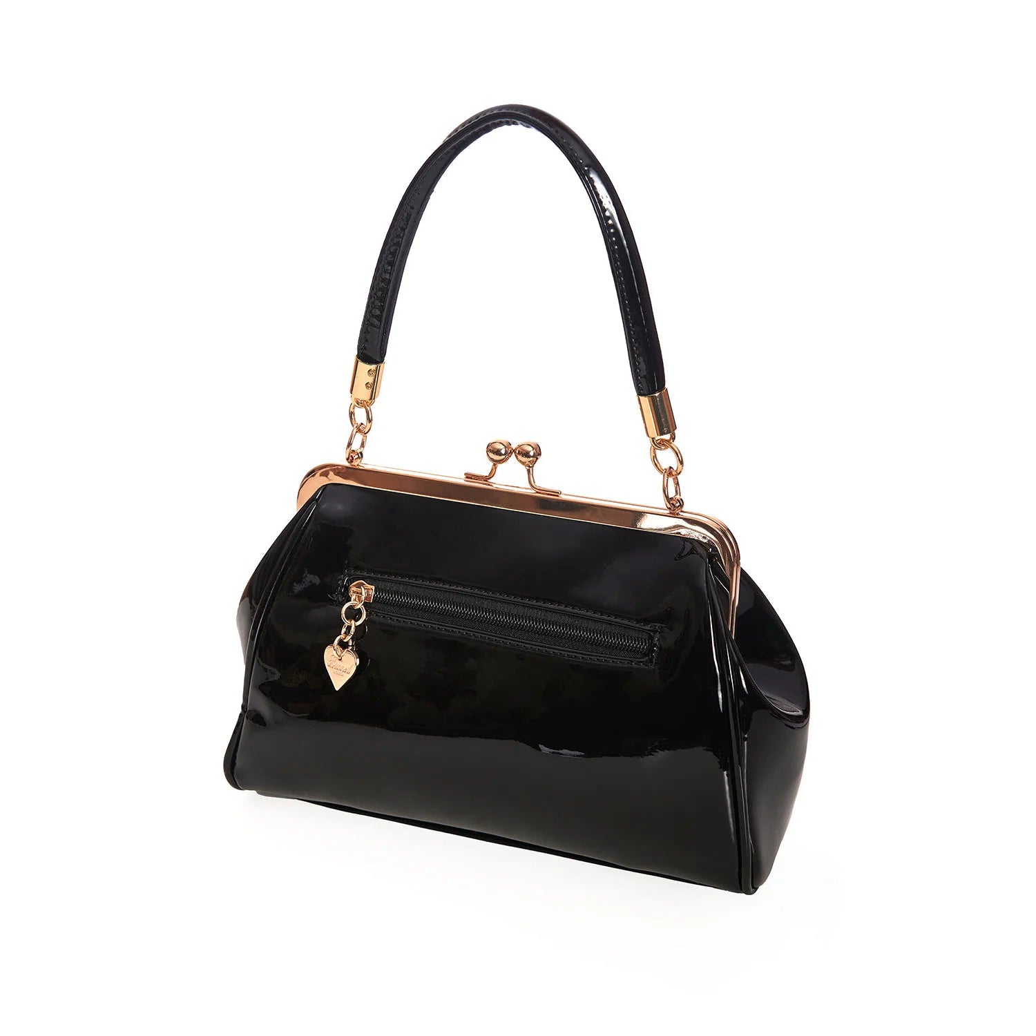Black Retro Patent Bow Handbag