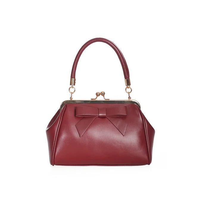 Burgundy Retro Patent Handbag