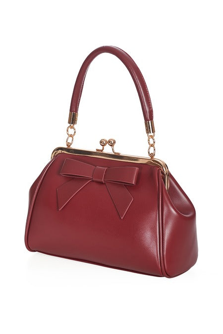 Burgundy Retro Patent Handbag