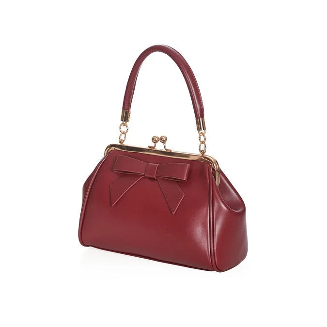 Burgundy Retro Patent Handbag