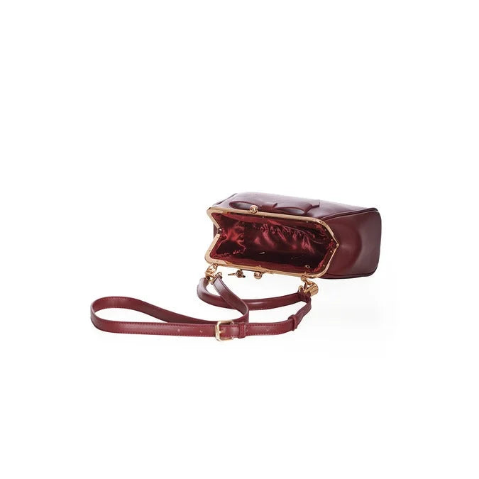 Burgundy Retro Patent Handbag