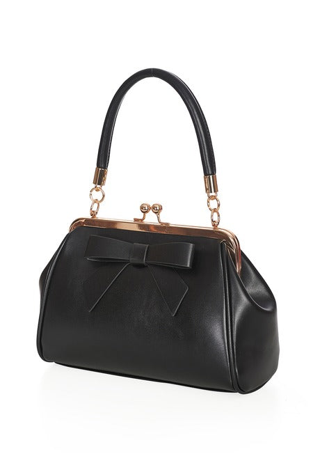Black Retro Patent Handbag